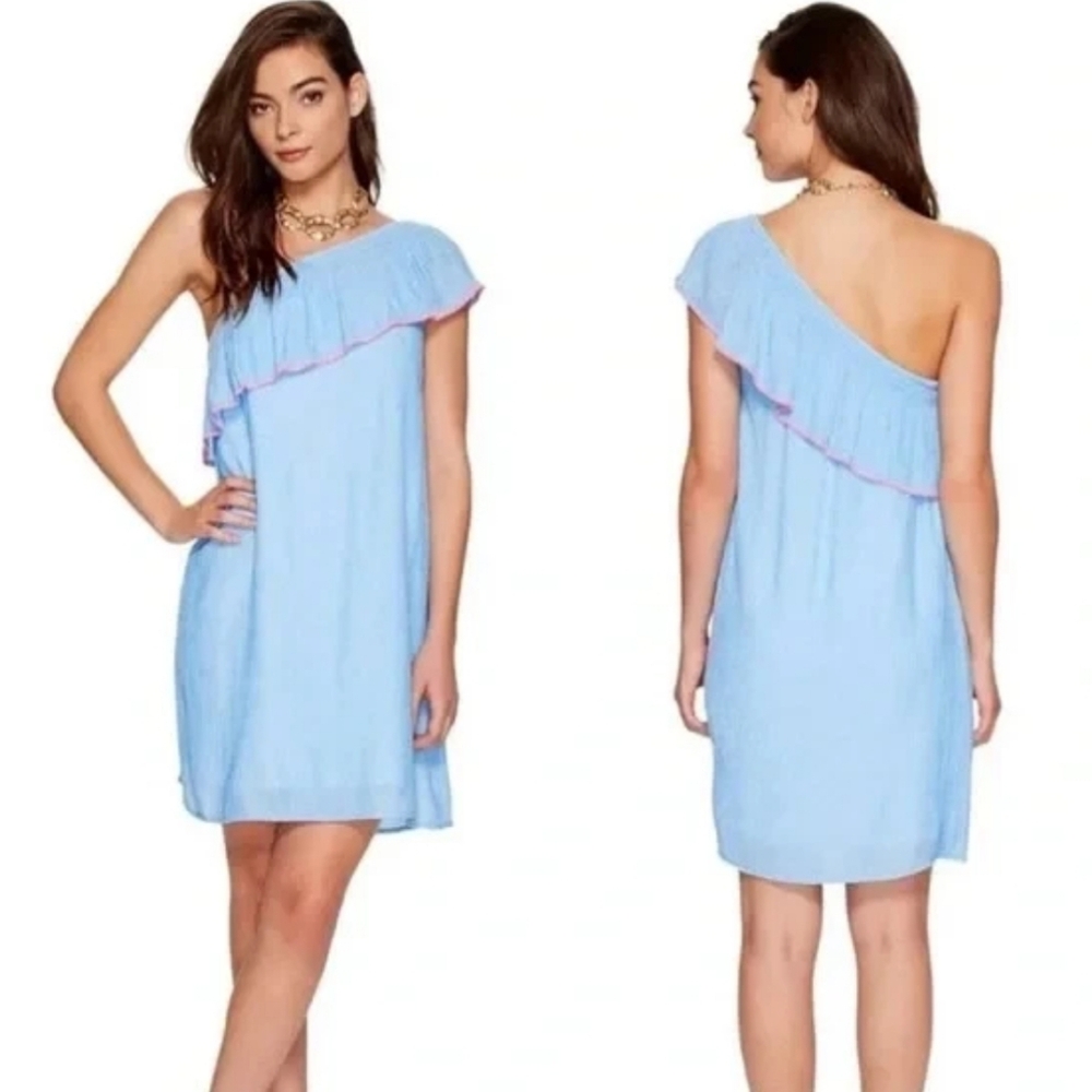 Lilly‎ Pulitzer Emmeline Dress One Shoulder Blue Size Large